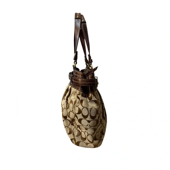 Coach Hampton Chocolate Brown Leather Carryall Tote Bag Purse - Picture 6 of 13